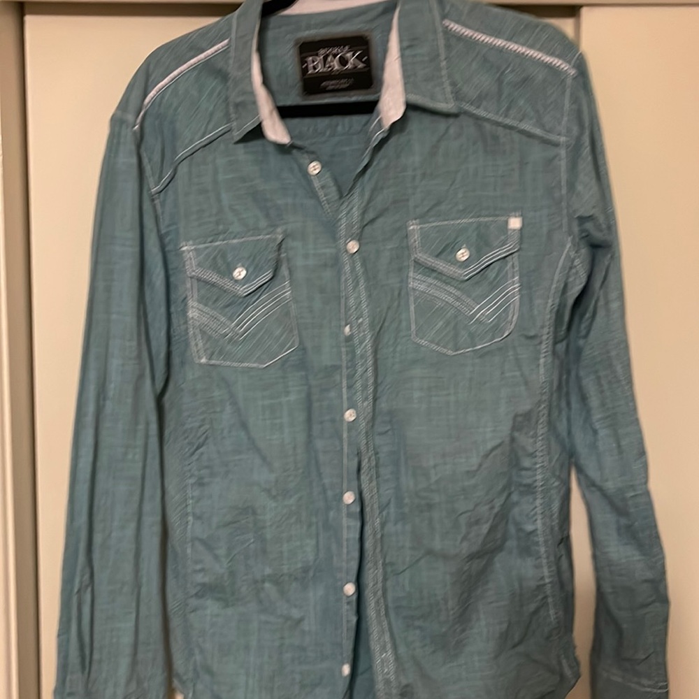 Mens Buckle Black athletic fit - blue with white stitching